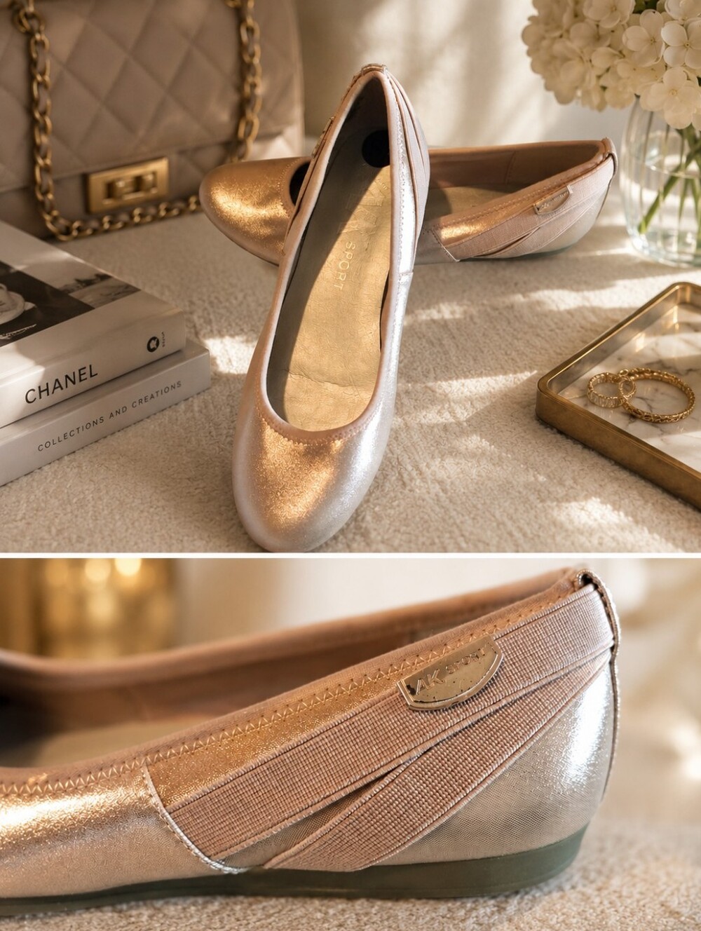 ✨ Anne Klein Sport Blush Metallic Ballet Flats | Size 8.5 | GUC ✨